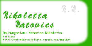 nikoletta matovics business card